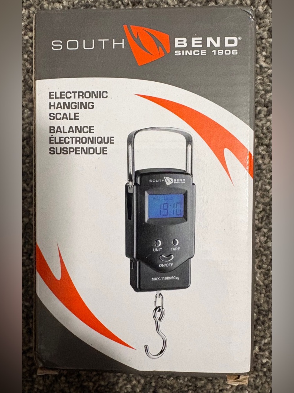 South Bend Electronic Hanging Scale - Black with Blue Display